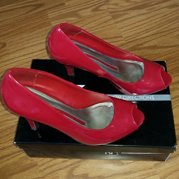New Directions Shoes - New Directions Peep Toe Red Heels